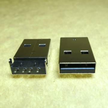 USB PLUG SMT A-TYPE 4P Black   1u" RoHS